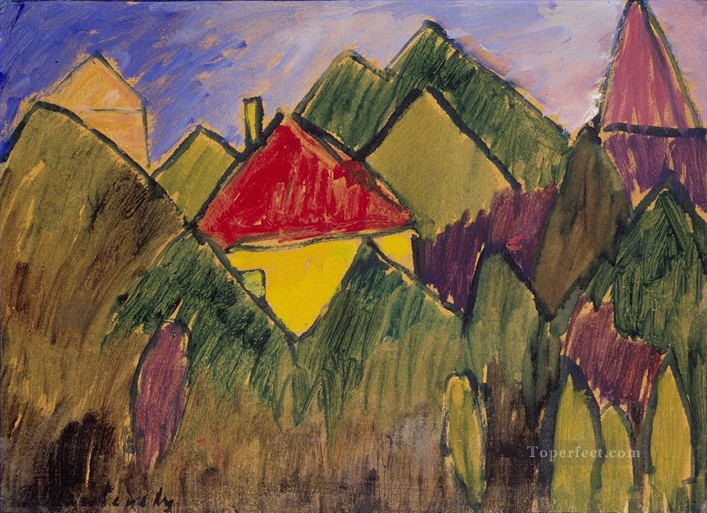 rote giebel rote d cher 1910 Alexej von Jawlensky Expressionism Oil Paintings